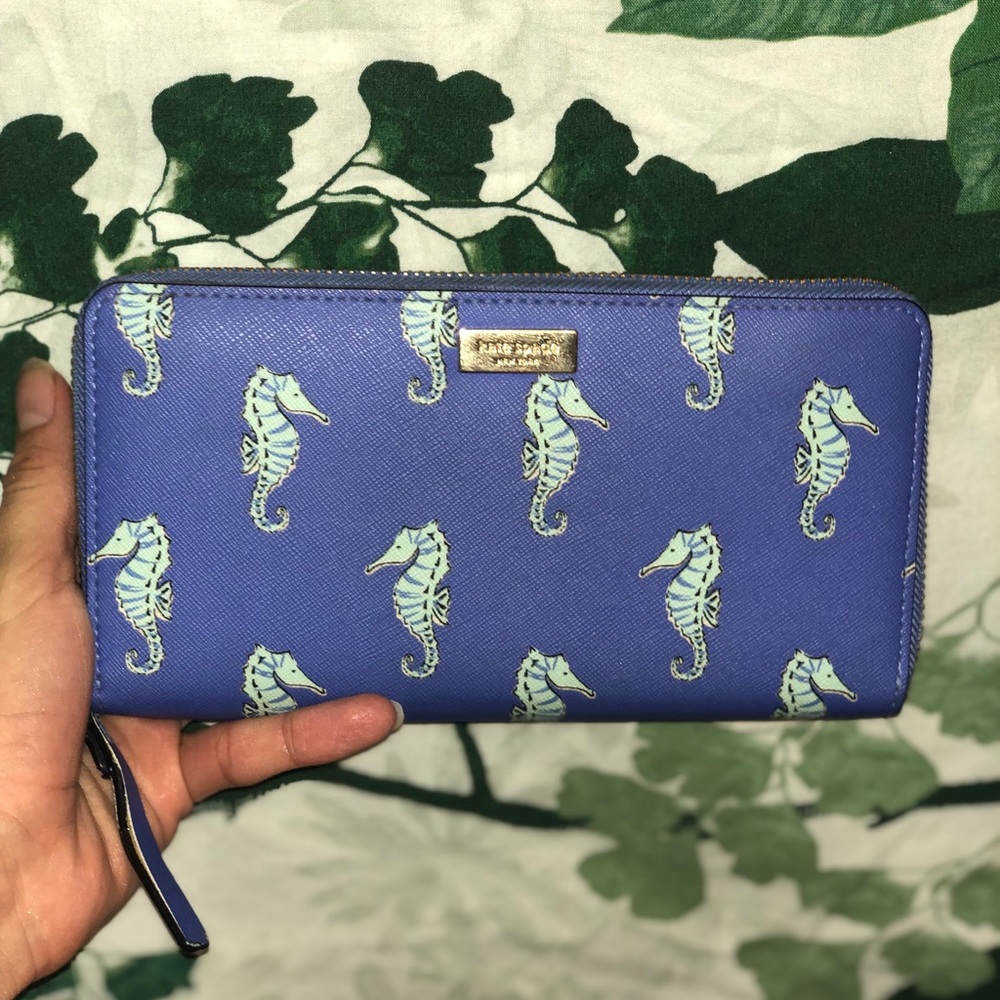 Kate spade sea horse wallet: aqua color